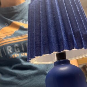 Blue Table Lamp with Pleated Shade